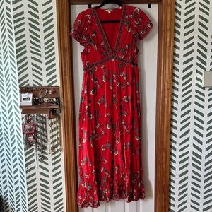 Max Studio Red Floral Maxi Dress